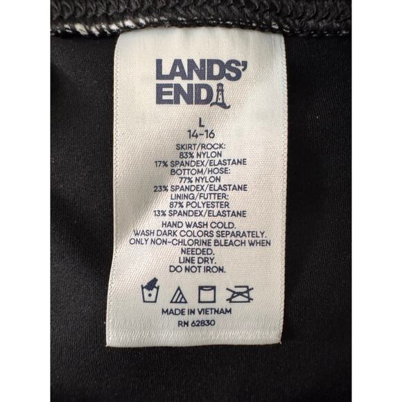 New LANDS' END Women's Black White High Waisted Modest Swim Leggings Size L - Picture 5 of 6